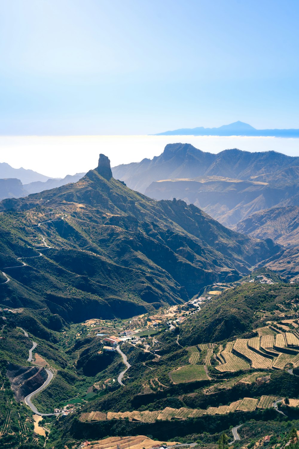 a view of a large mountain in the background