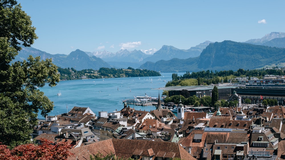 a city next to a body of water