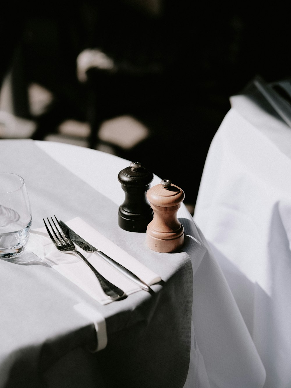 a table with a fork and knife