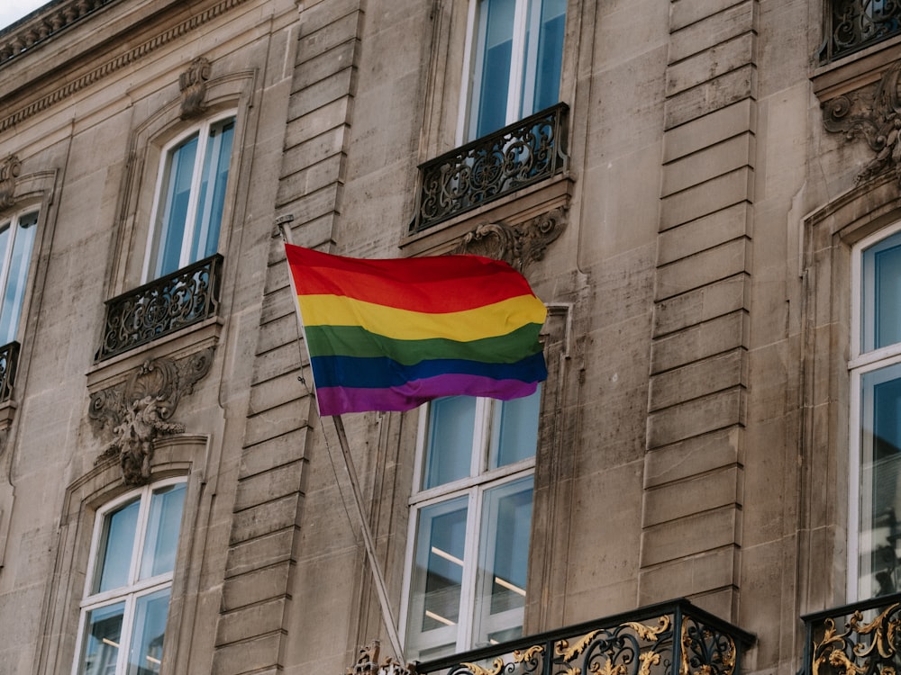 a flag from a building