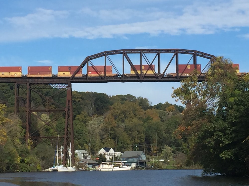 a train on a bridge