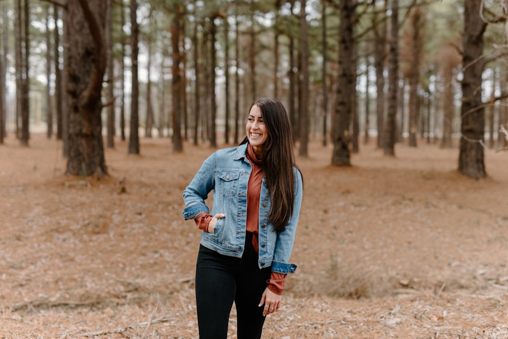 a person walking in a forest