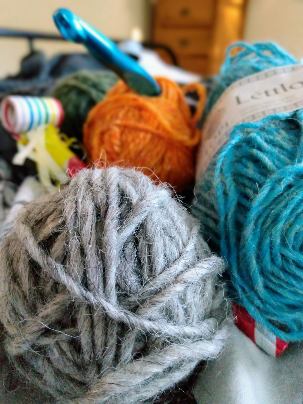 a close up of some yarn