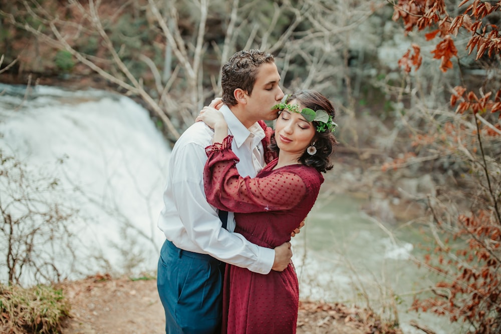 a man and woman hugging