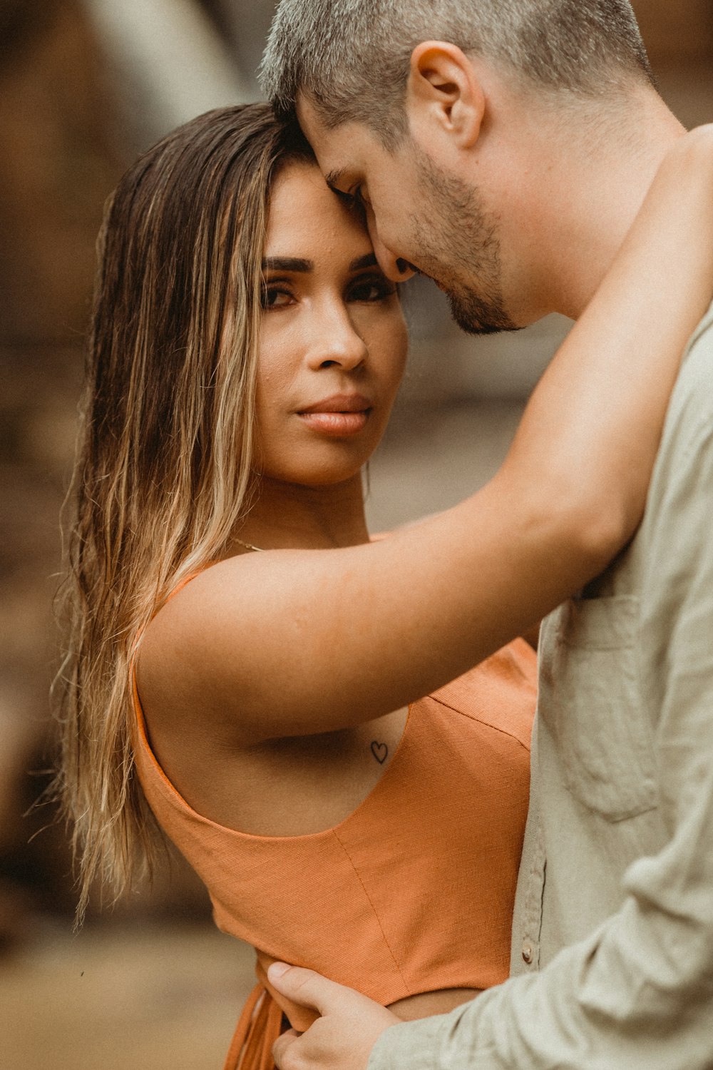 a man and woman hugging