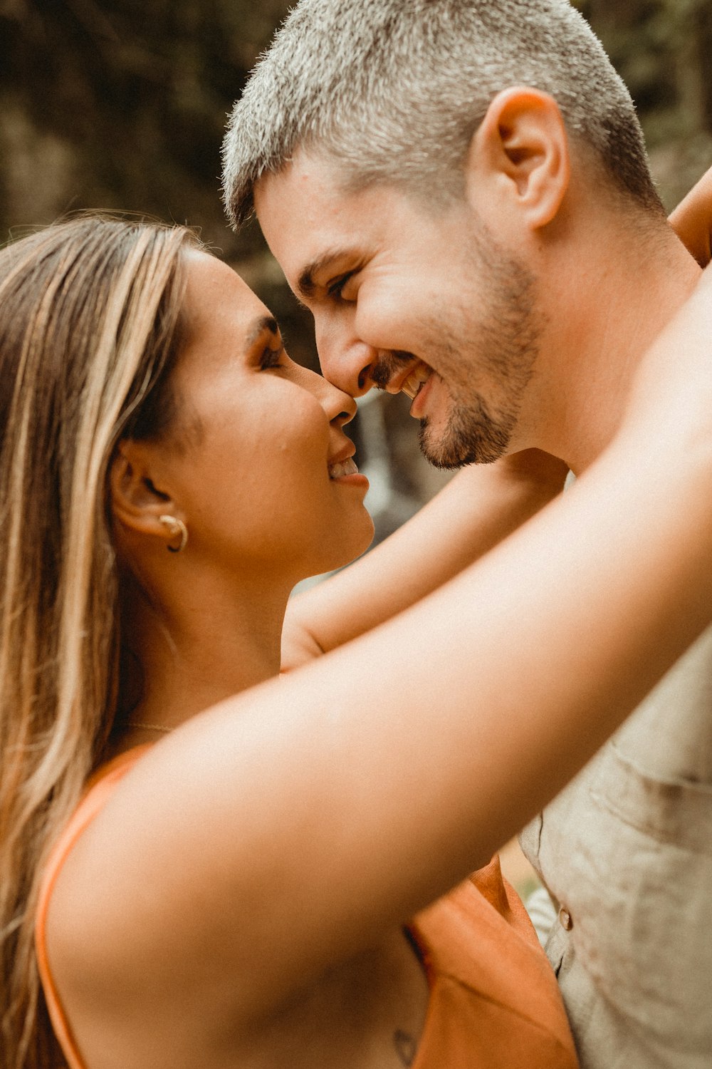 a man and woman kissing