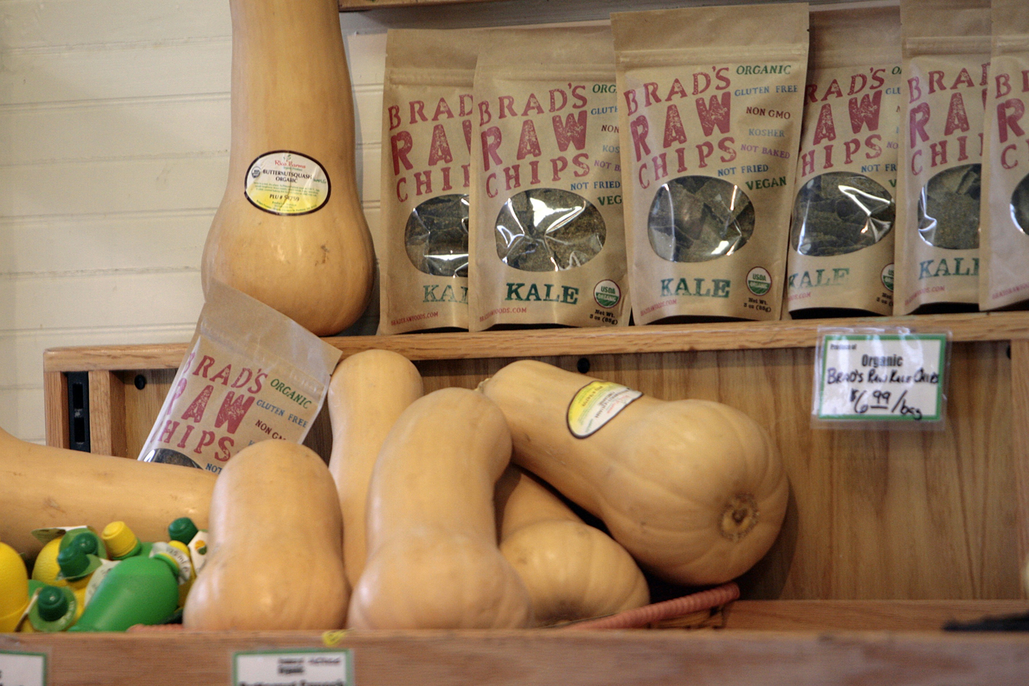 a shelf with food on it