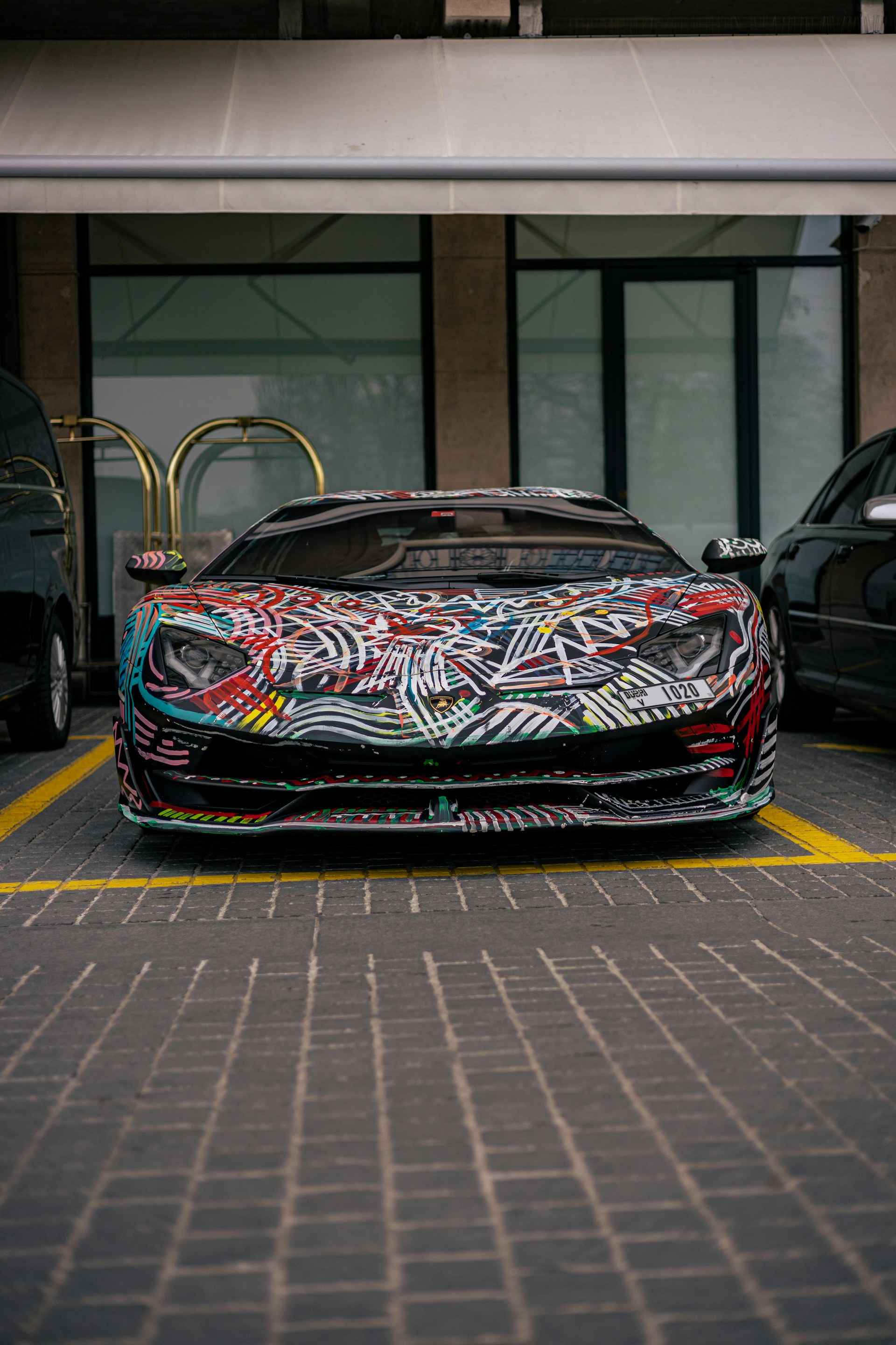 a car with a painted face