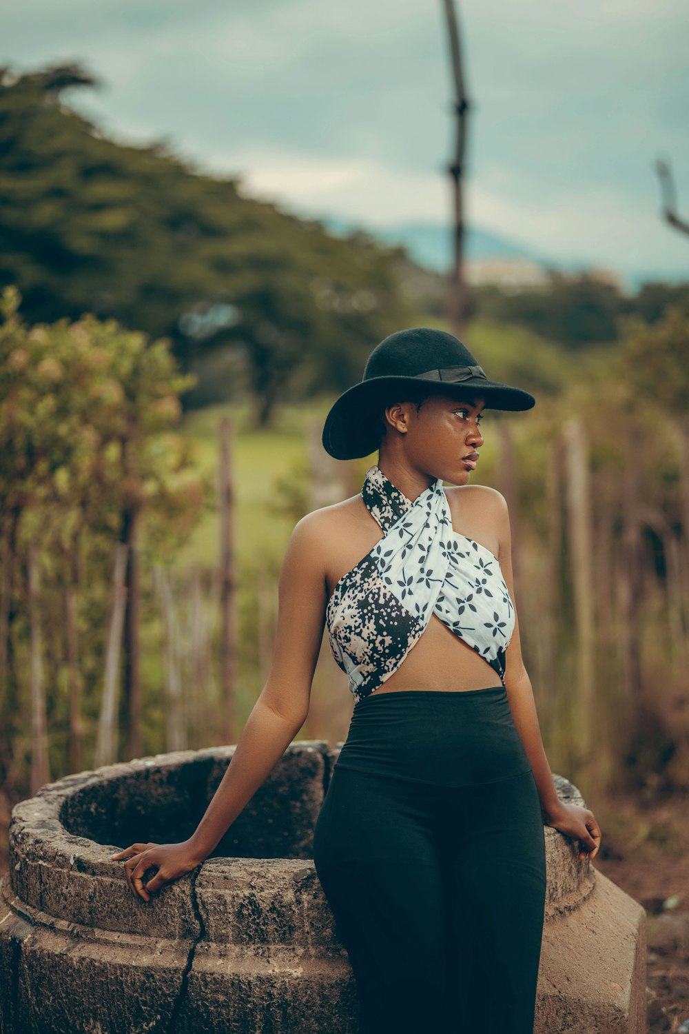 a woman wearing a hat