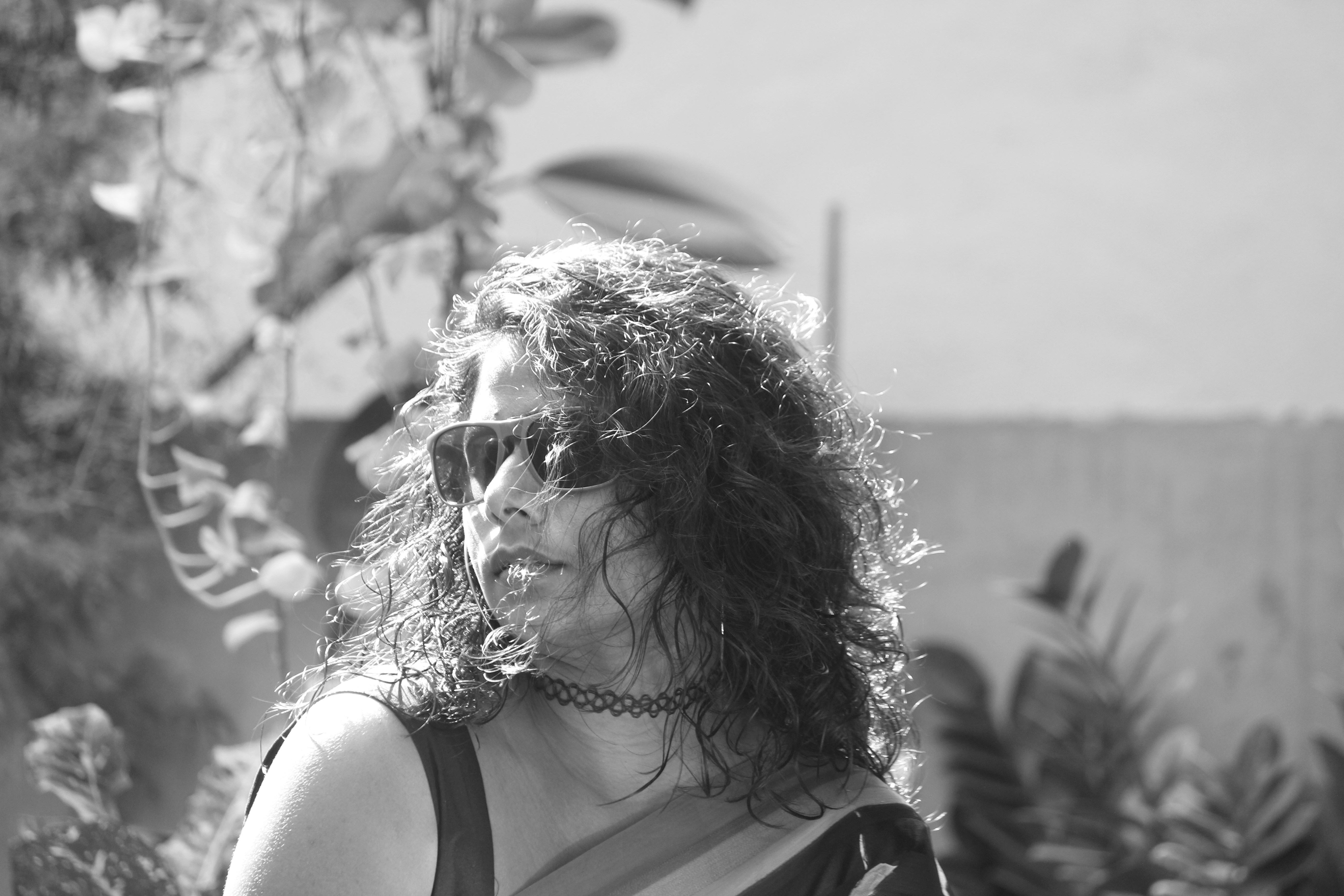 A woman with curly hair