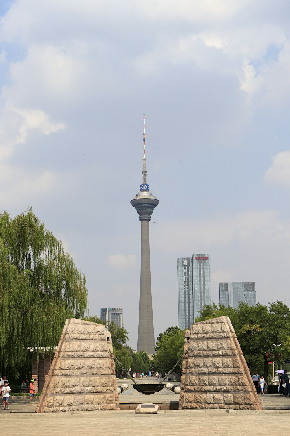 a tall tower in a city