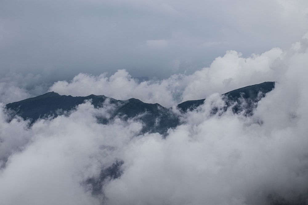 clouds and mountains below