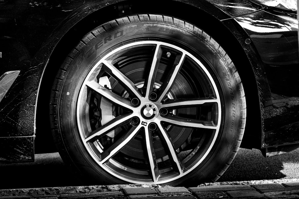 a close up of a car tire