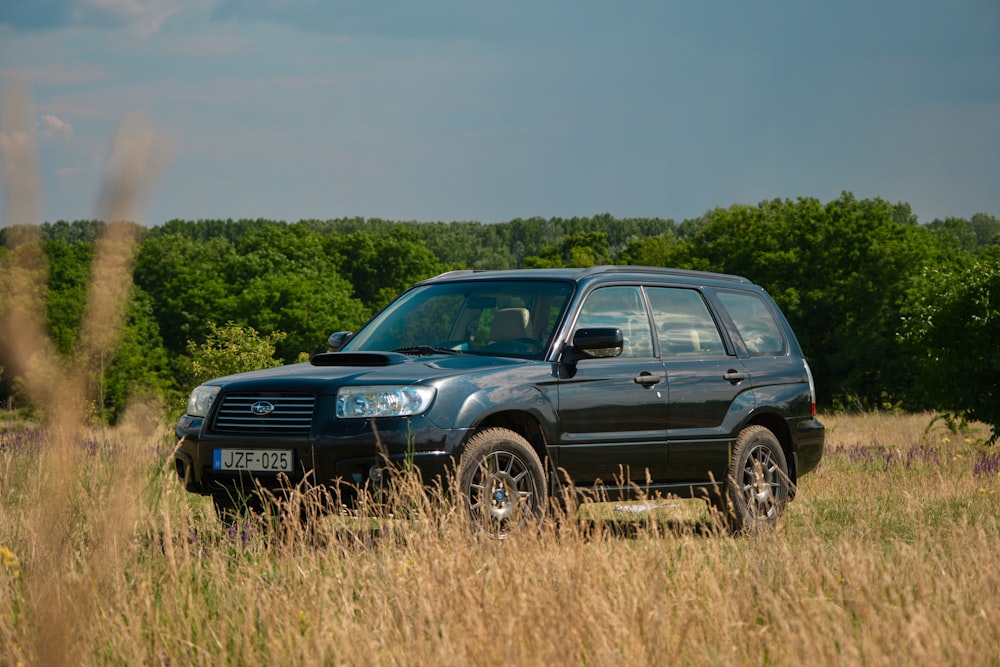 a car parked in a field