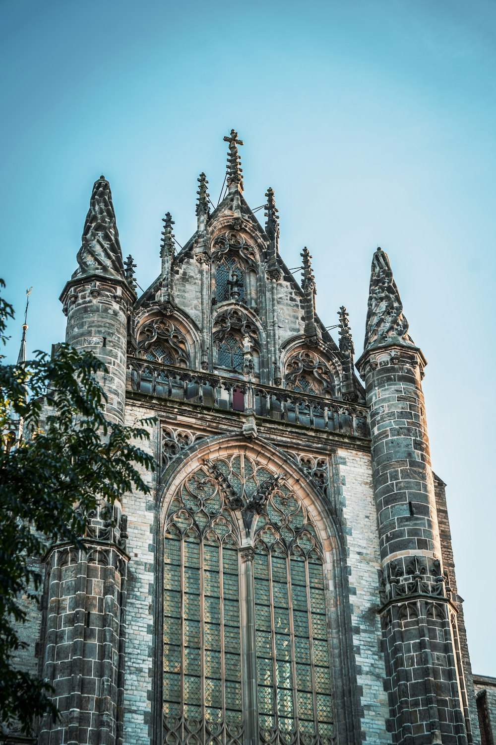 a large stone building with towers