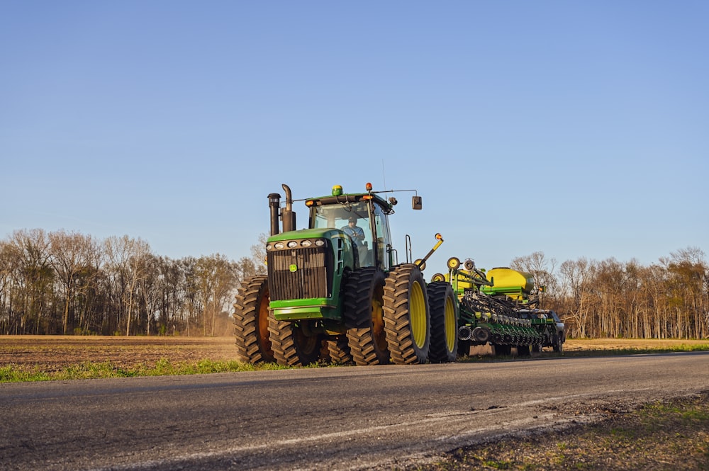 a tractor on a road