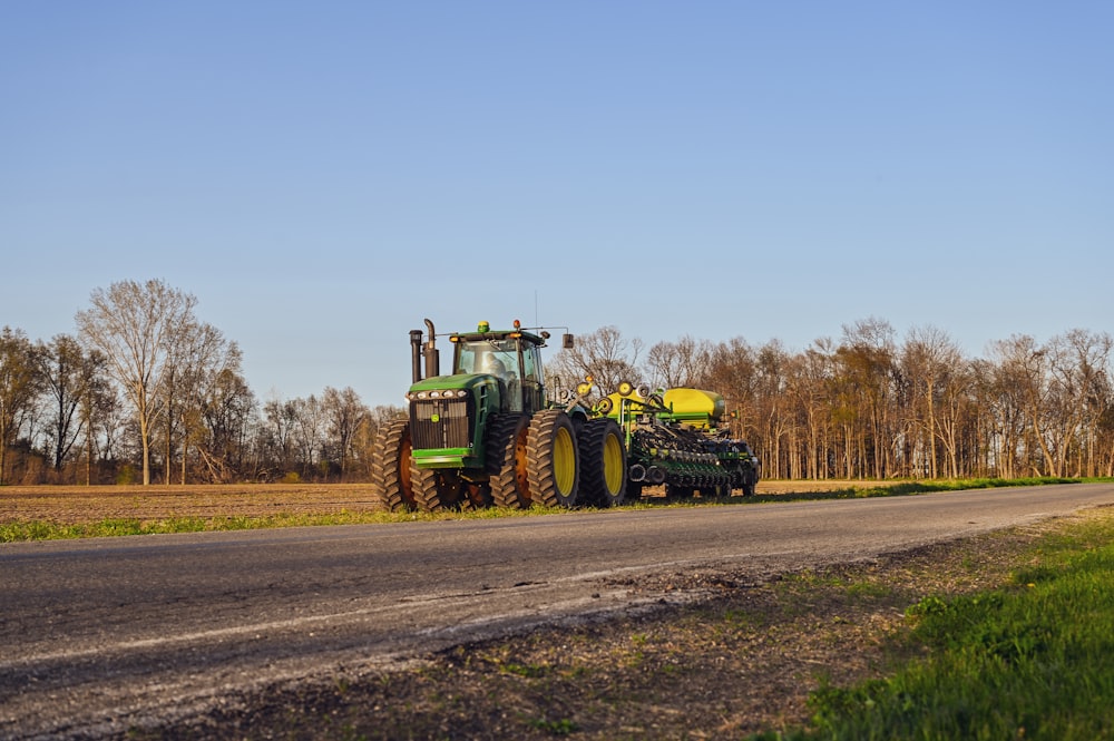 a tractor on a road