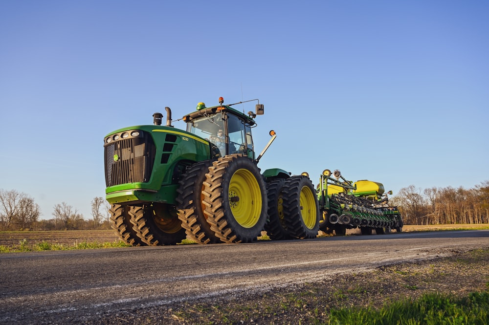 a tractor on a road