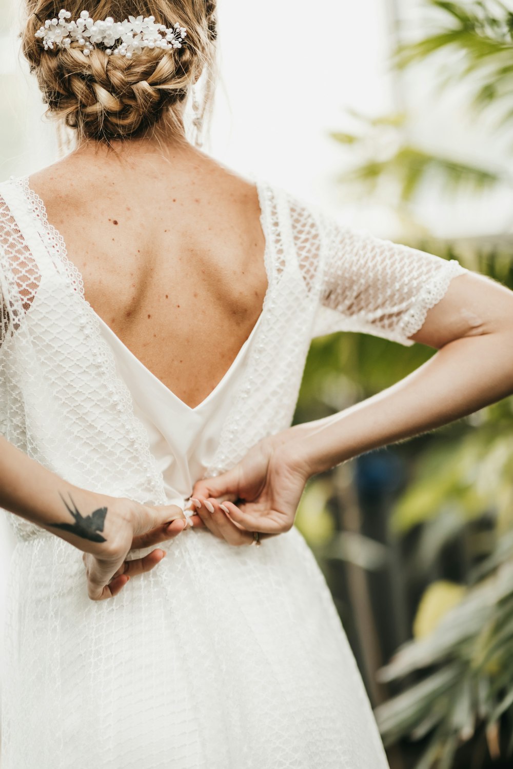 a woman in a white dress