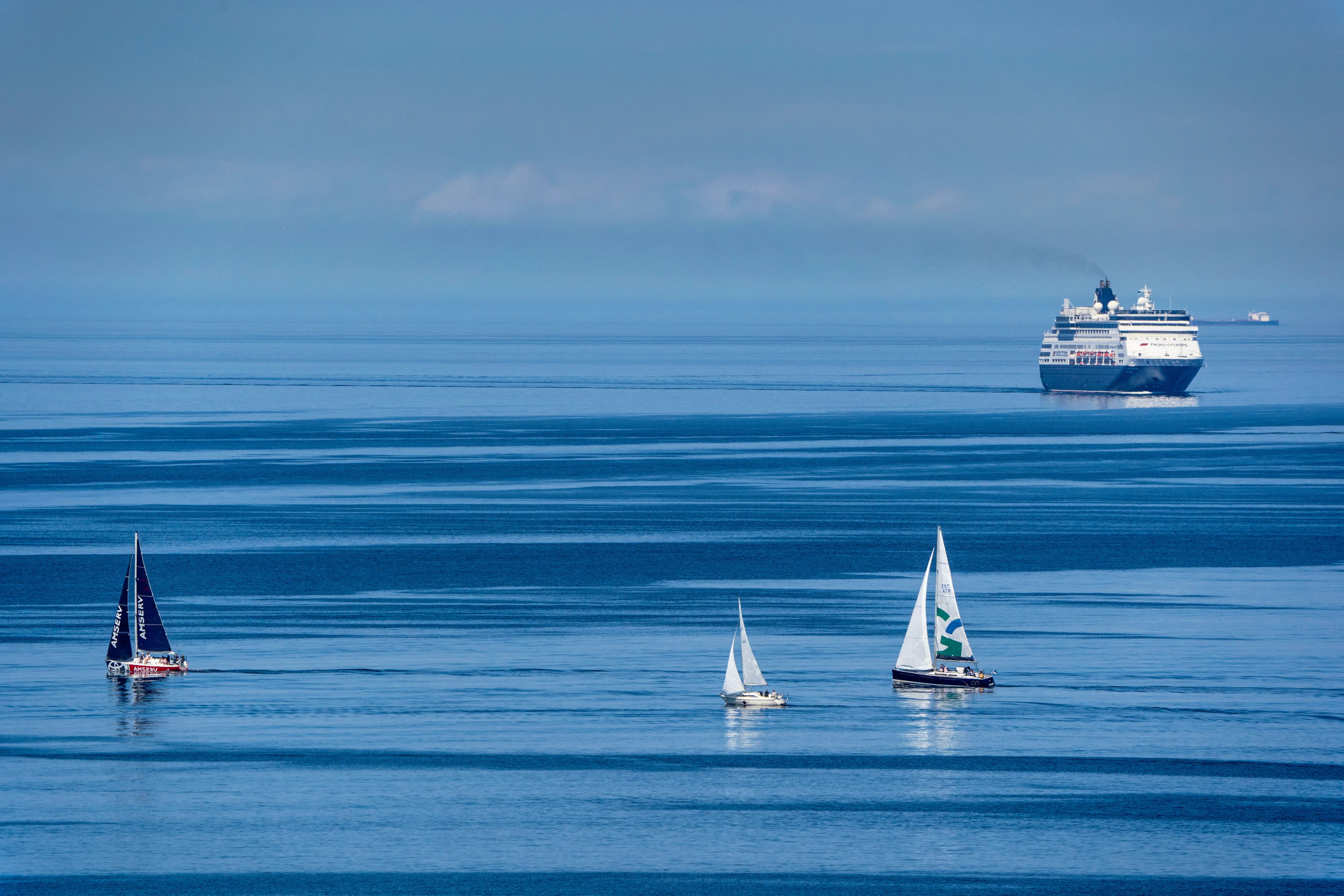 Boats resting on calm water in Tallinn harbour