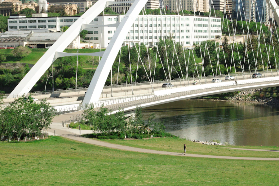A bridge over the North Saskatchewan River in Edmonton's river valley