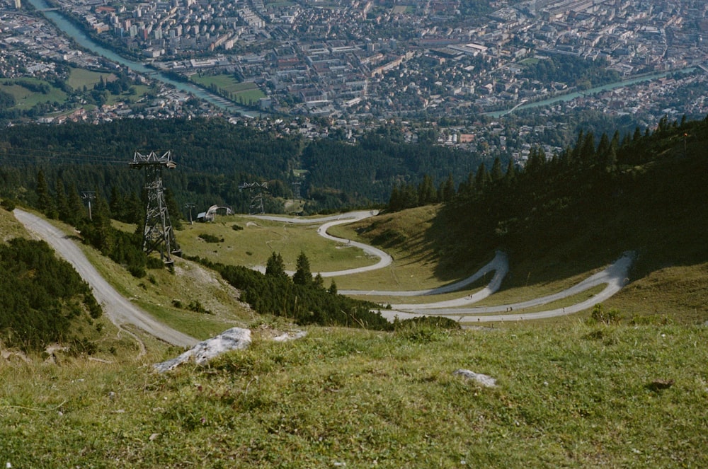 a winding road through a valley