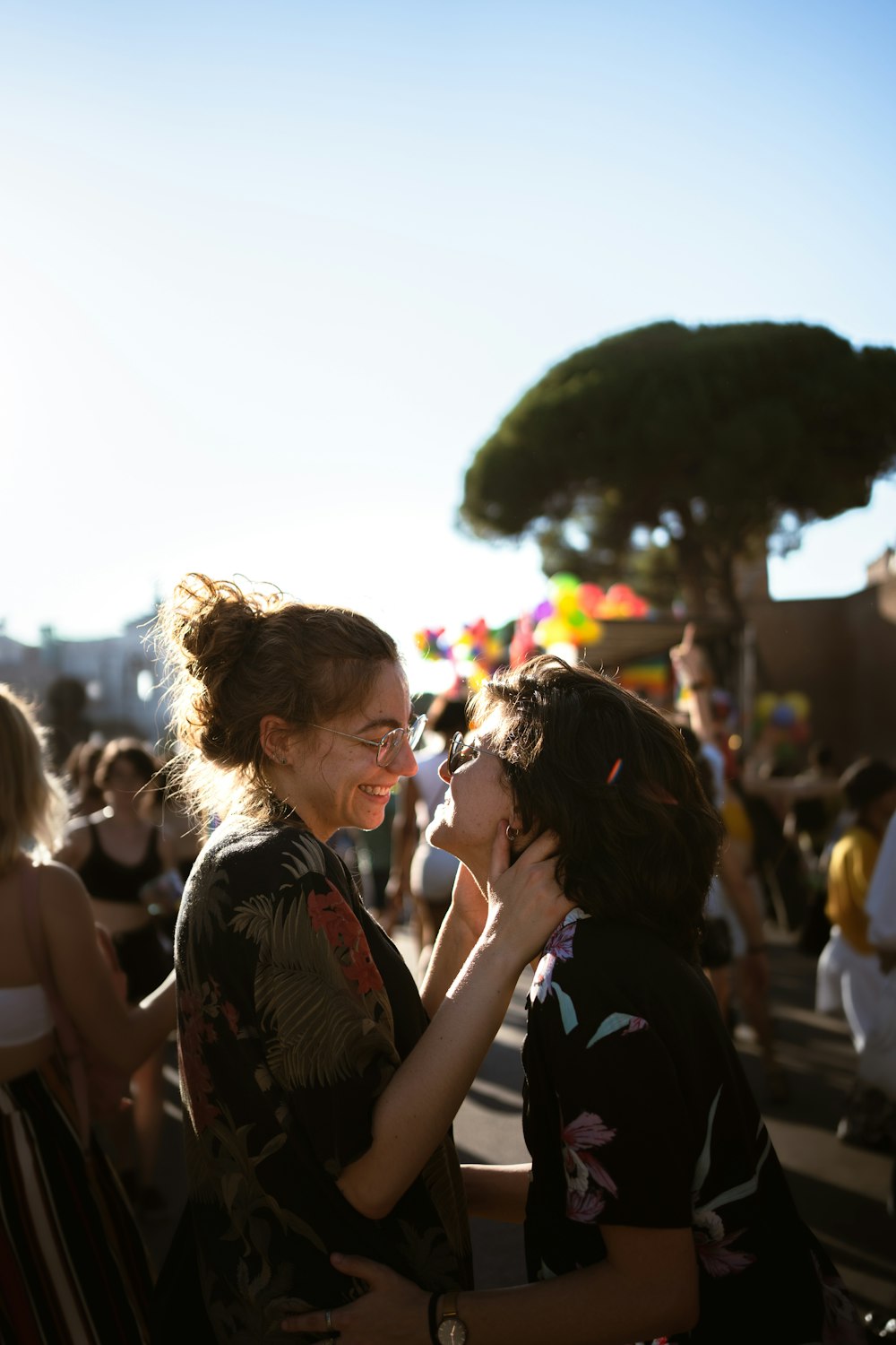 a man and woman kissing