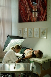 a person getting the hair done