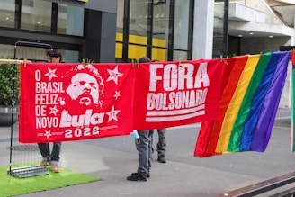 a person holding a flag