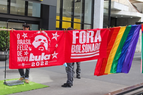 a person holding a flag