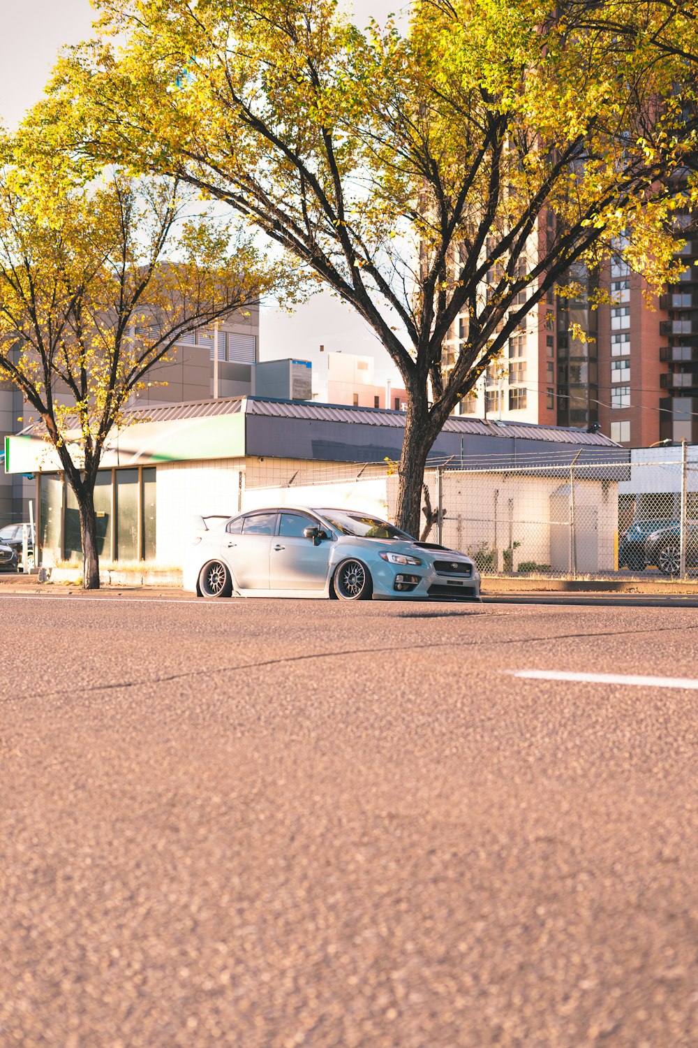 a car parked on the side of a road