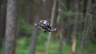 a person riding a drone