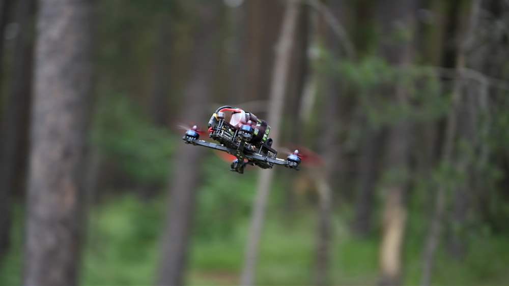 a person riding a drone
