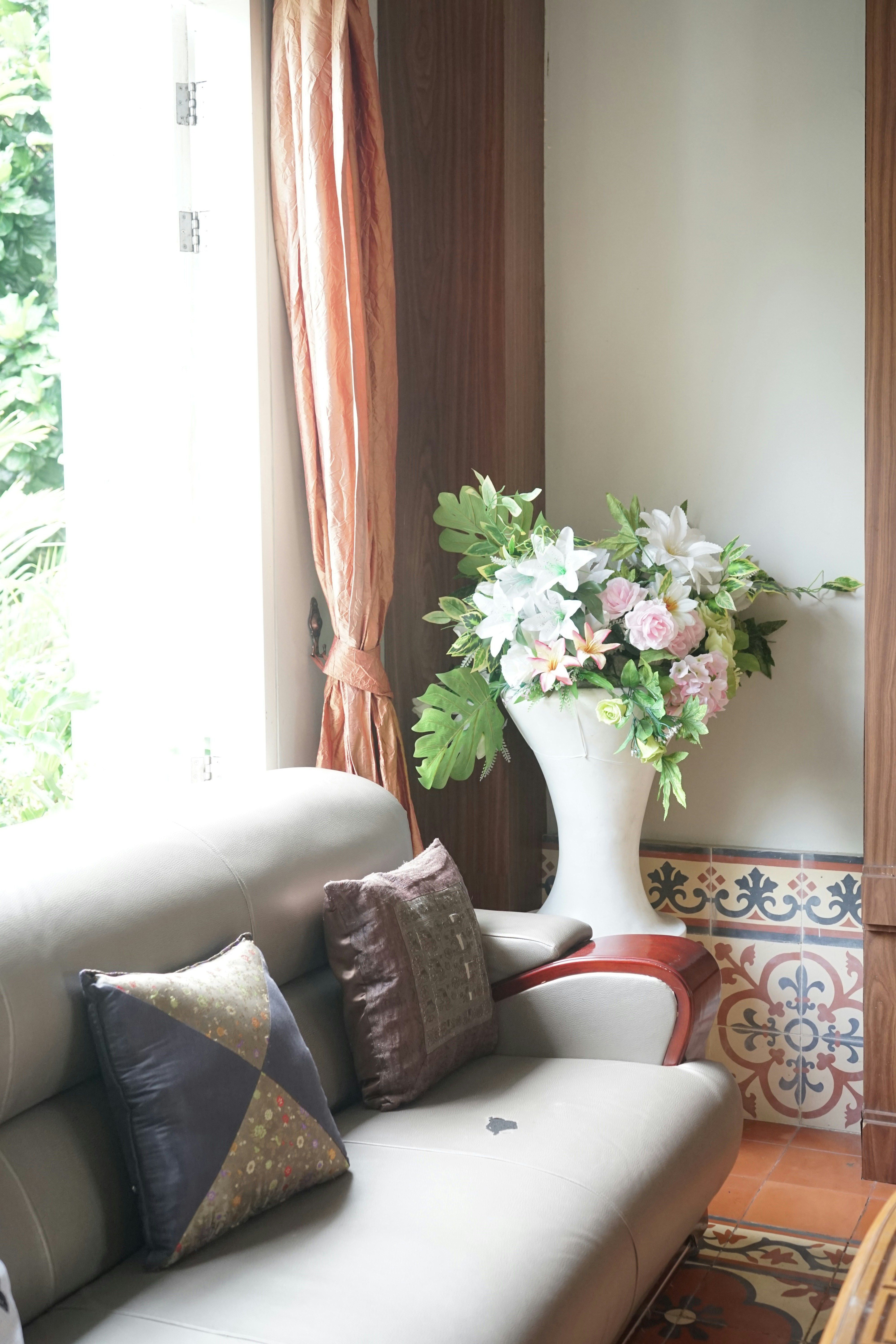 Large Preserved Flower Arrangements Displayed in Living Room