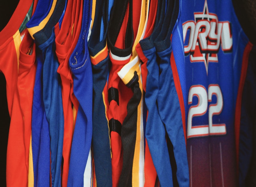 Group of sports jerseys