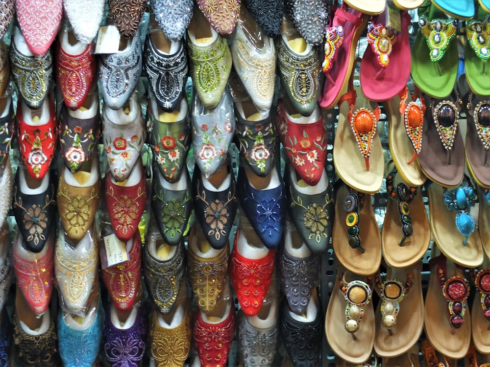 a group of colorful shoes