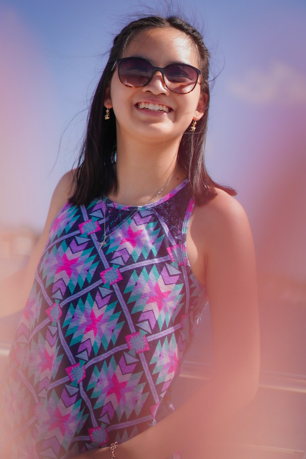 a woman wearing sunglasses