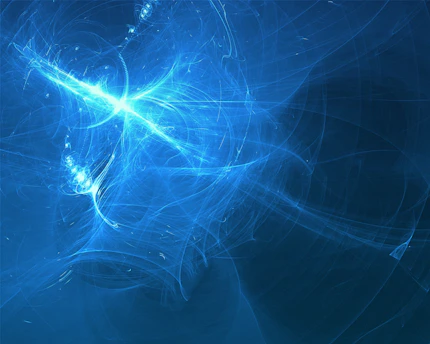 Abstract geometric pattern in electric blue and charcoal tones, evoking tech innovation.