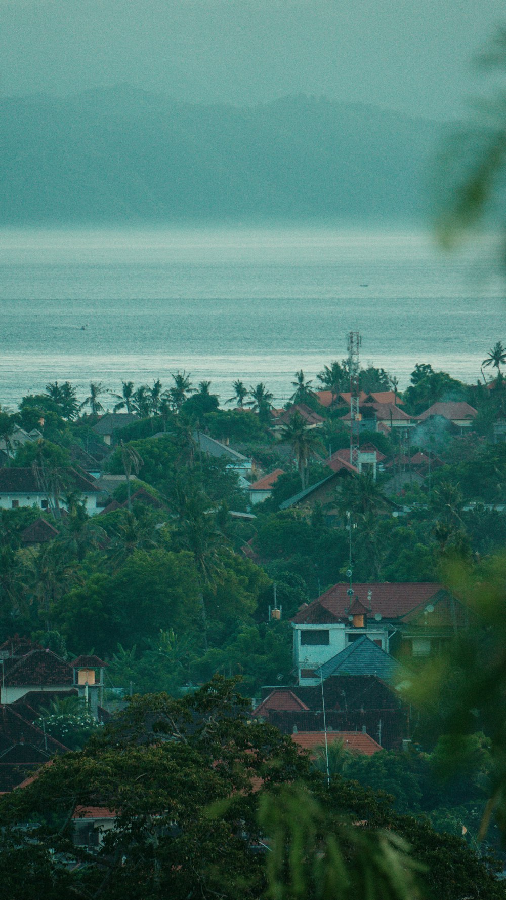 a group of houses next to a body of water