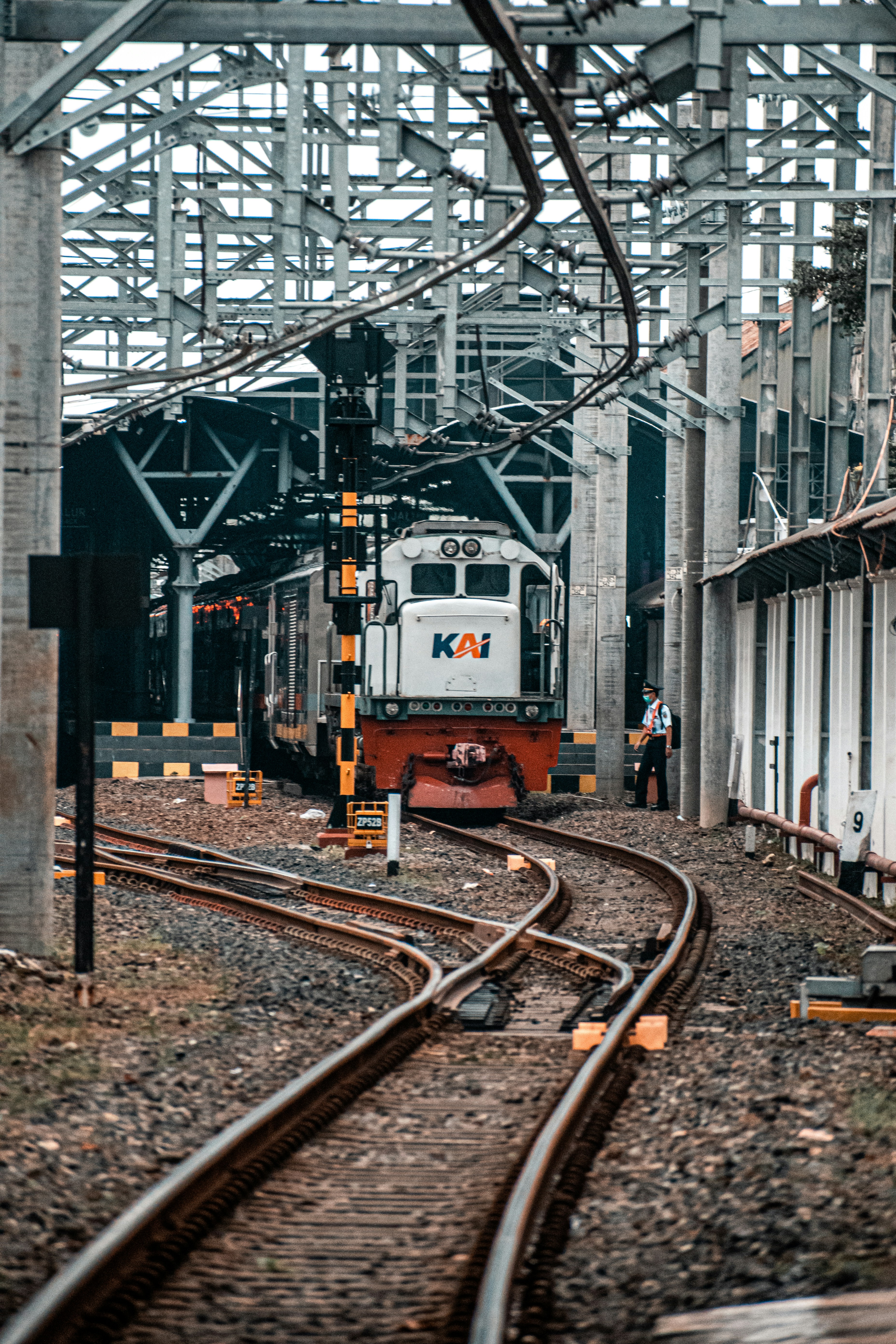 a train on the railway tracks