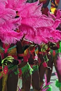 Colorful dance costumes displayed in a community hall.