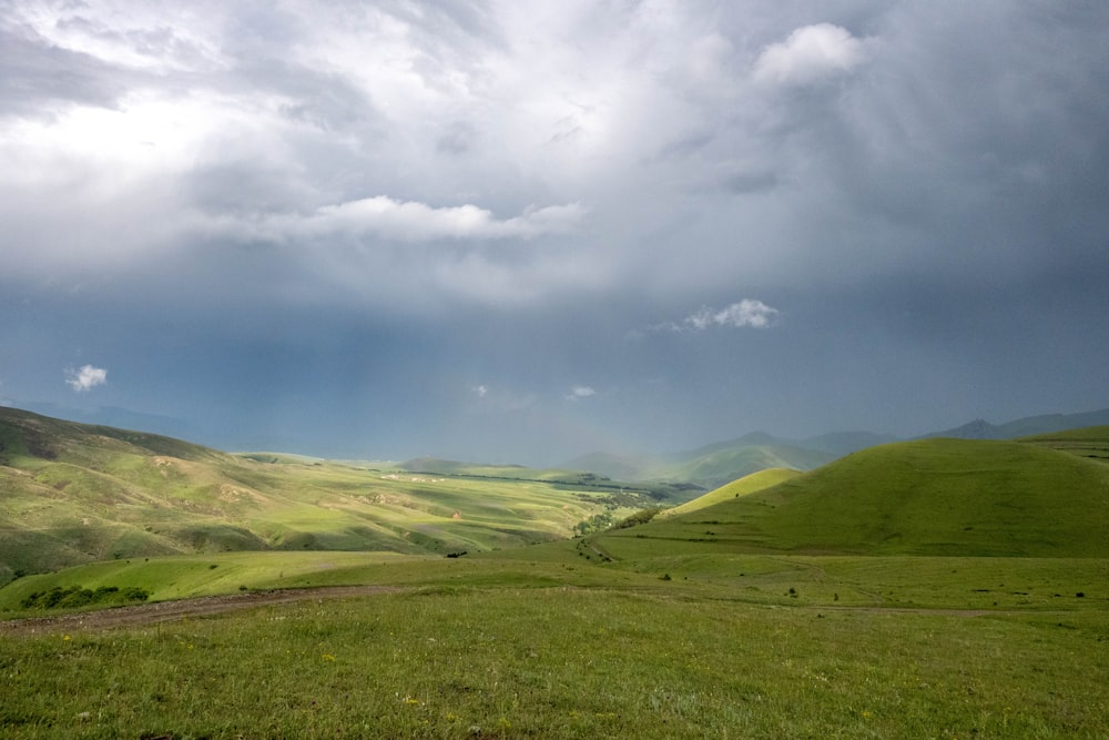 a grassy hill with a road