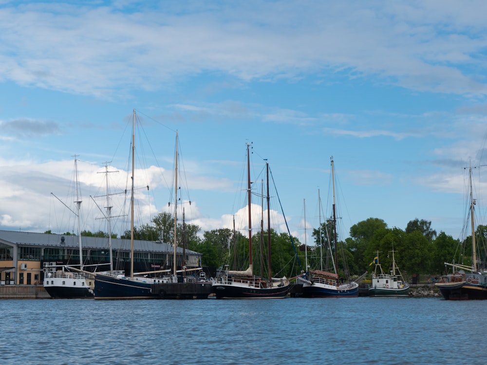 a group of boats docked