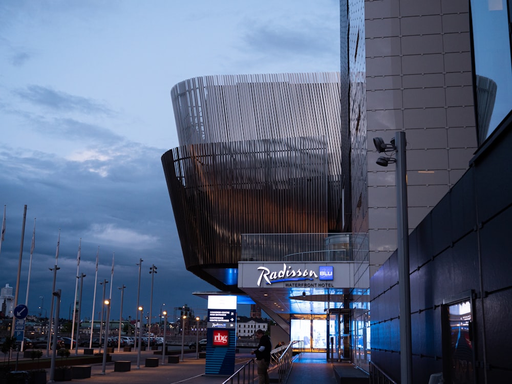 a building with a glass front