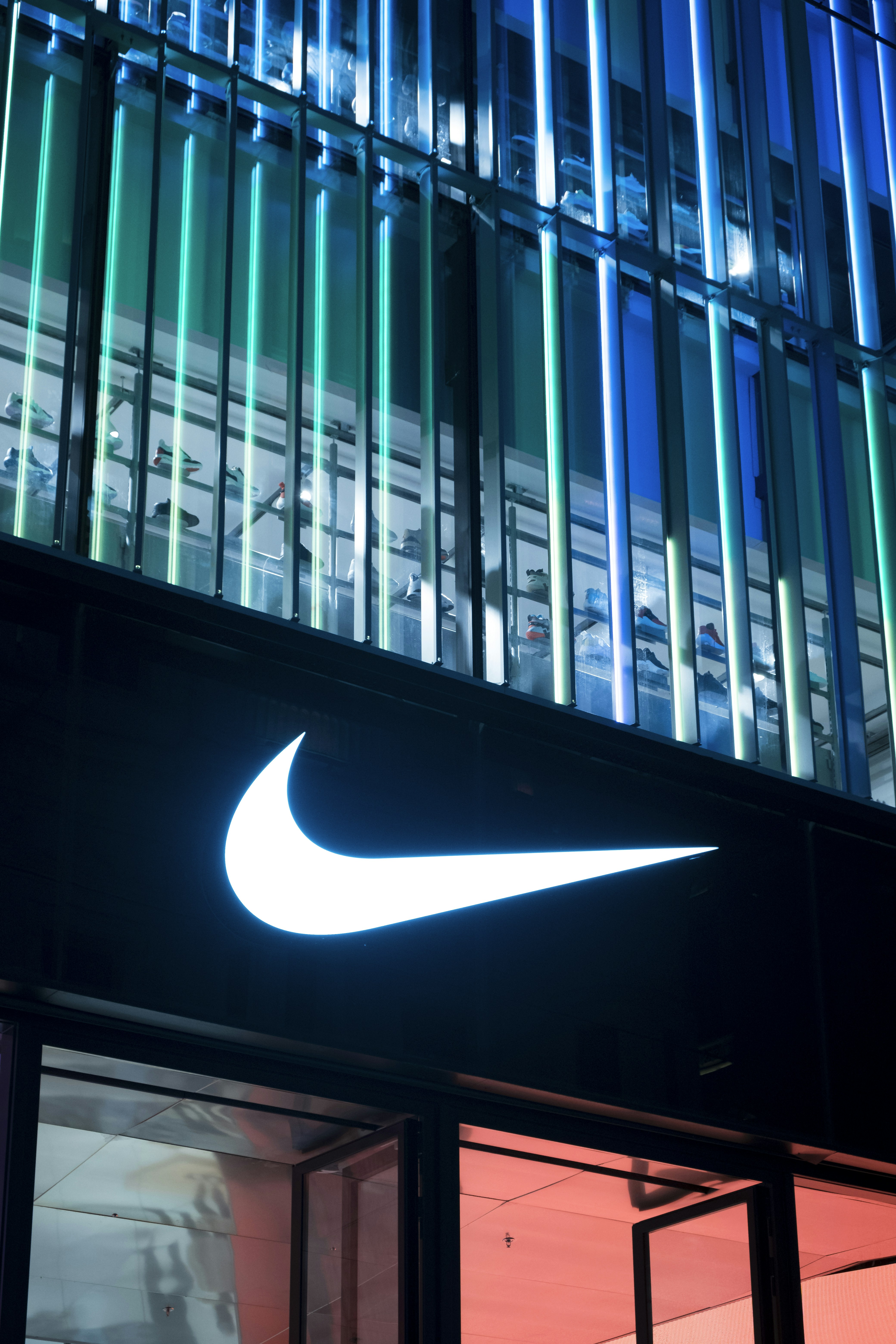 a building with a logo on the side