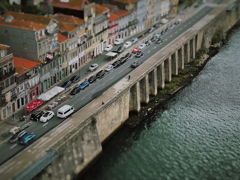 a river with cars on it