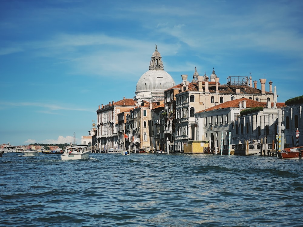 a body of water with buildings along it