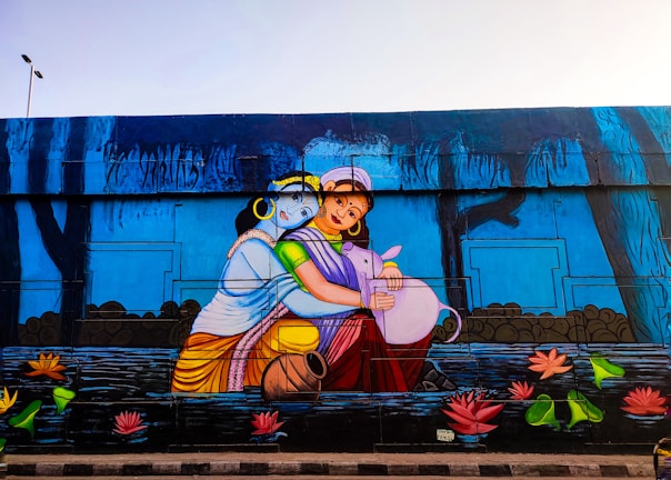 A vibrant artwork featuring sapphic characters in a dreamy landscape.