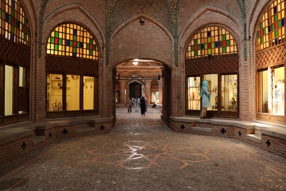 a large building with stained glass windows