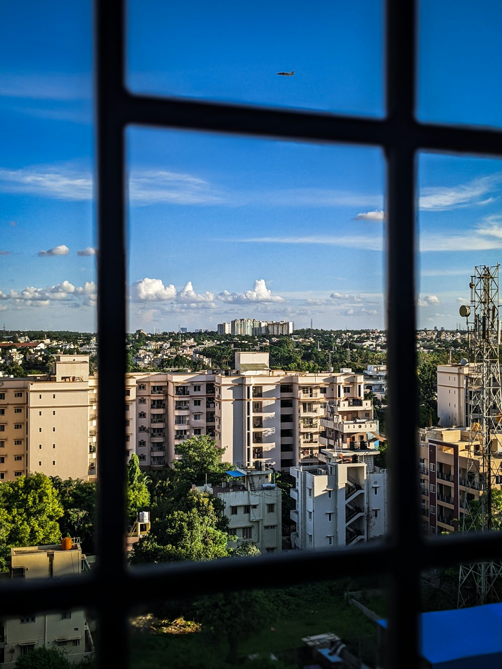 a view of a city from a window